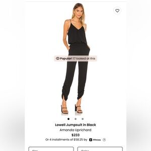 Amanda Uprichard,  Lowell jumpsuit in black.Feminine silhouette